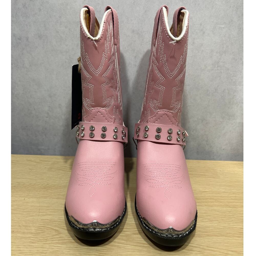 DURANGO Rhinstone Harness Western Boots Round Toe Pink Girls Size 2D - Picture 5 of 10